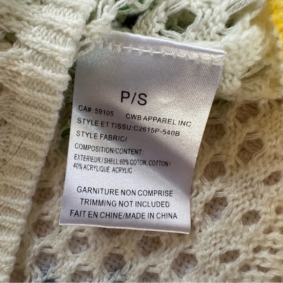 Charlie B Open Fishnet Crochet Multi-Color Daisy Hoodie Sweater-Small-Coquette - Picture 11 of 11